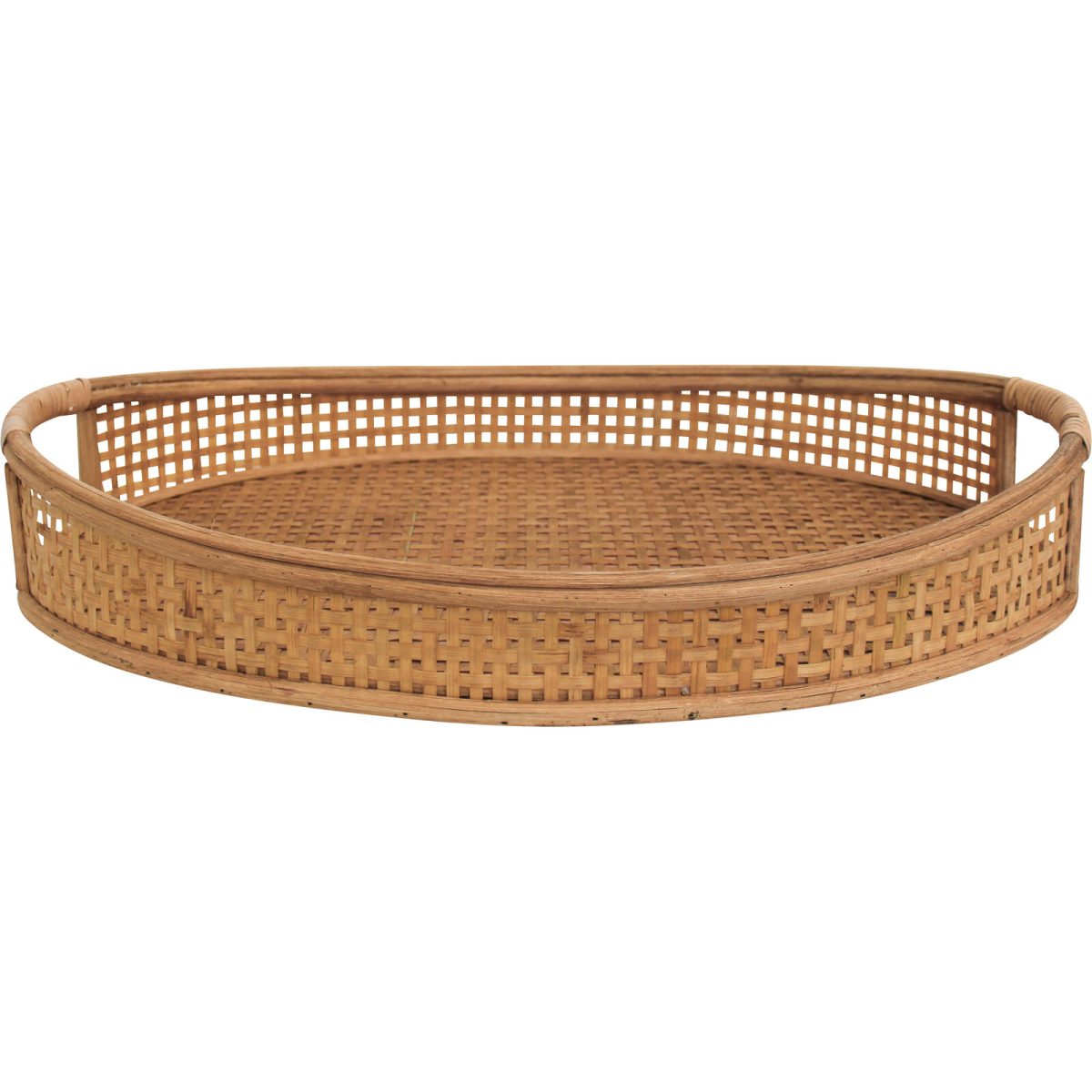 Oval Rattan Tray Natural with cut out handles