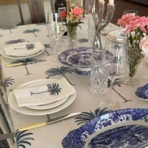 palm tree blue set tablecloth